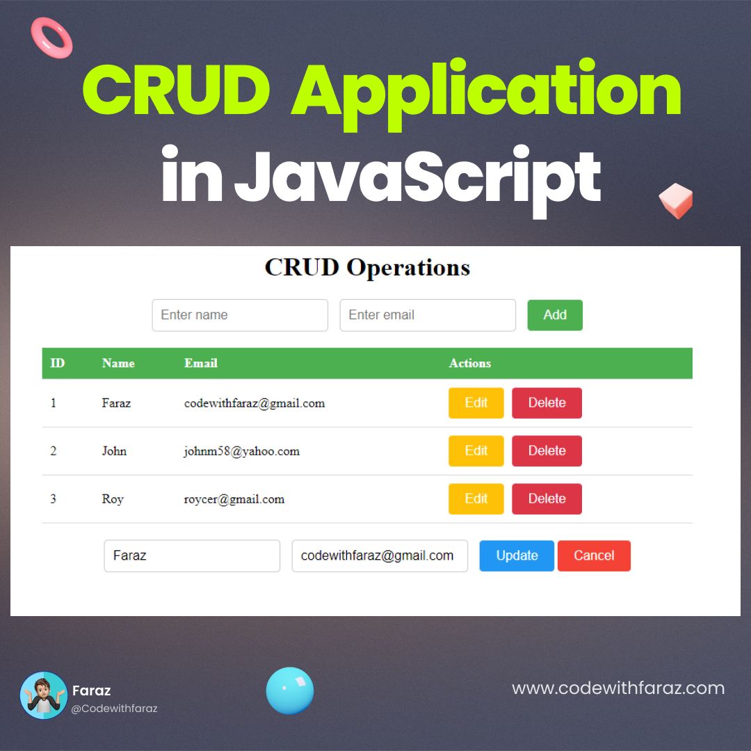 vanilla javascript crud operation with source code learn to create, read, update, and delete data.jpg